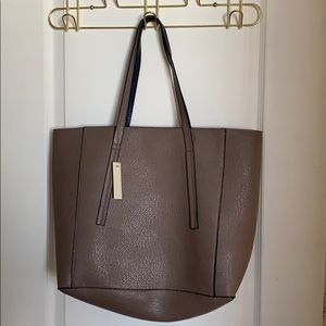 Reversible faux leather tote